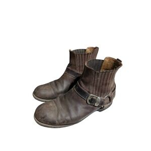 Loblan 611 Round Toe Brown Waxy Leather Boots Size 10.5